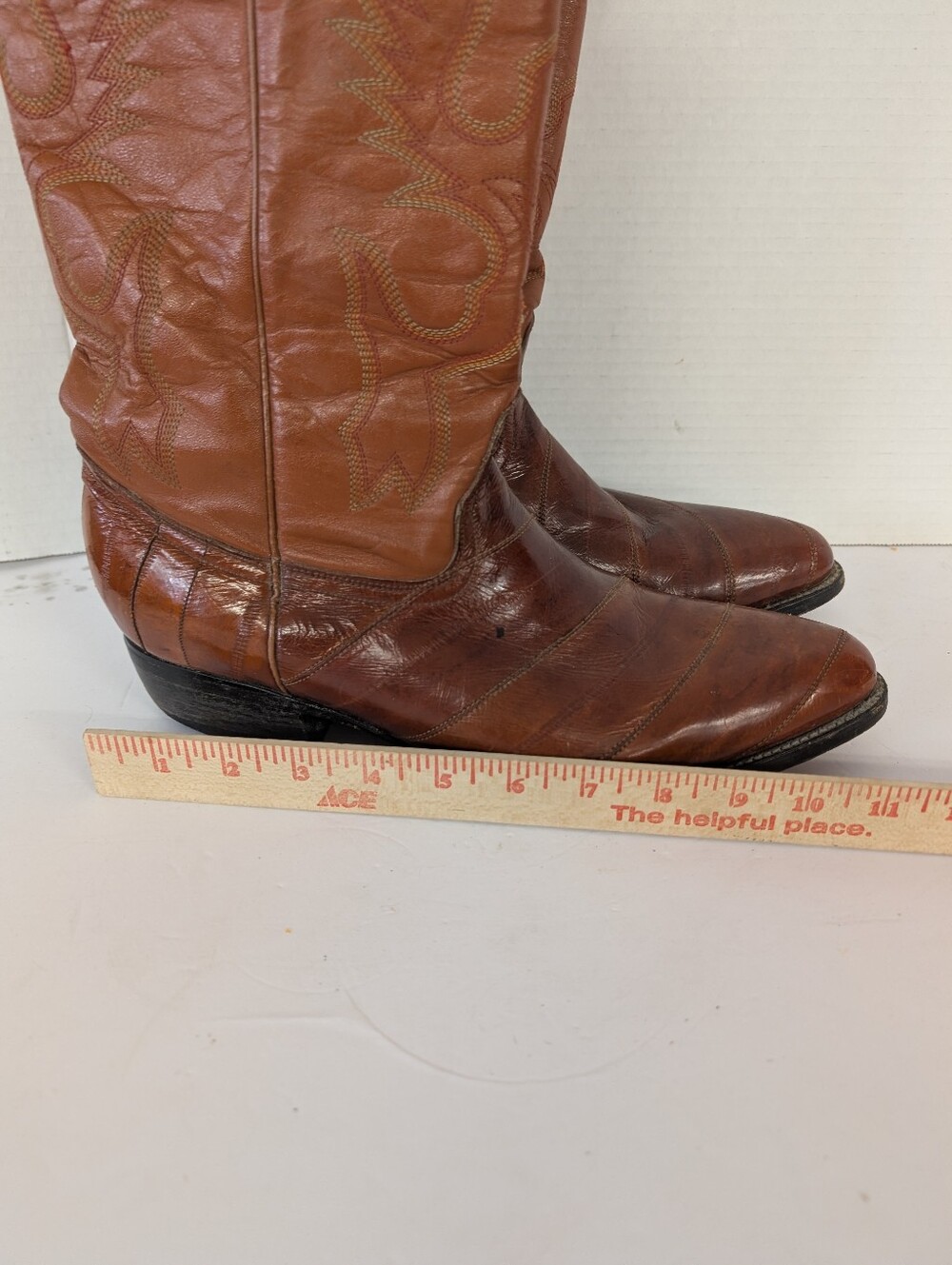 Boots  Men's Cowboy Western Brown Exotic Leather Cowboy Boots Size 11 - Picture 13 of 16